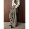 Johnature French-style Chic Casual Loose High-waist Pants For Women Winter Versatile Simple Wide-leg Trousers