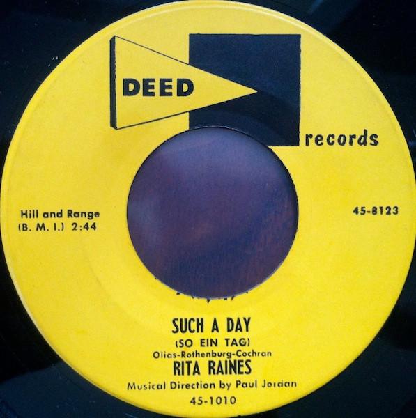 

7inch Record RITA RAINES - Such A Day (So Ein Tag) / Ol Devil 451010 DEED 1956 US Pop Used