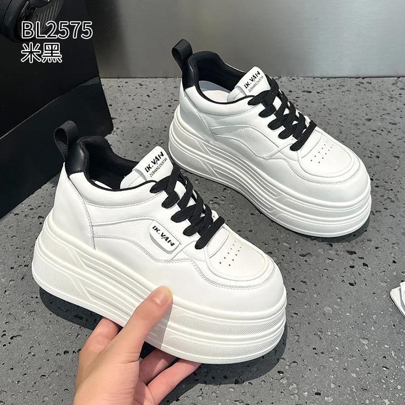 

Жіночі повсякденні кросівки на платформі 8 см з натуральної шкіри Білі туфлі Зручні Нековзкі Взуття для ходьби для жінок 40 чорний