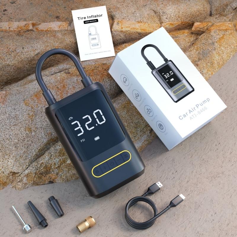 Mini Portable Handheld Electric Air Pump for Car Bicycle Tire Inflator Wireless Charging Digital Display Mounted Air Compressor