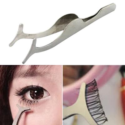 False Eyelash Nippers Curved Eyelash Extension Applicator Stainless Steel Tweezers for Applying False Eyelash