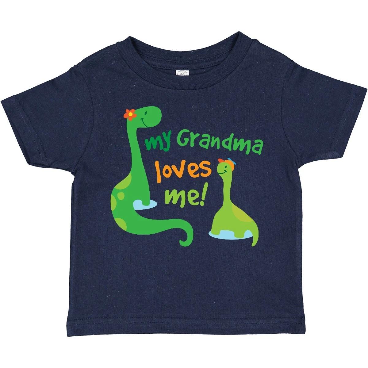 

Inktastic Grandma Loves Me Grandchild Dinosaur Toddler kids boys T-Shirt Kids Cute Green 140