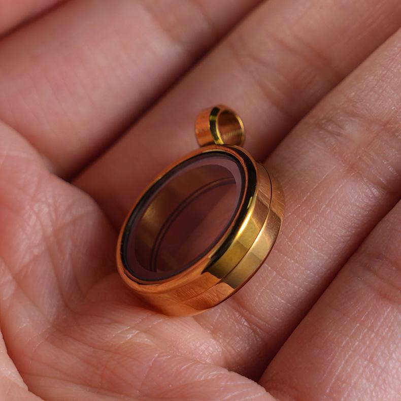 Double-Sided Titanium Steel Gau Box with Hand-Painted Buddha Thangka Pendant