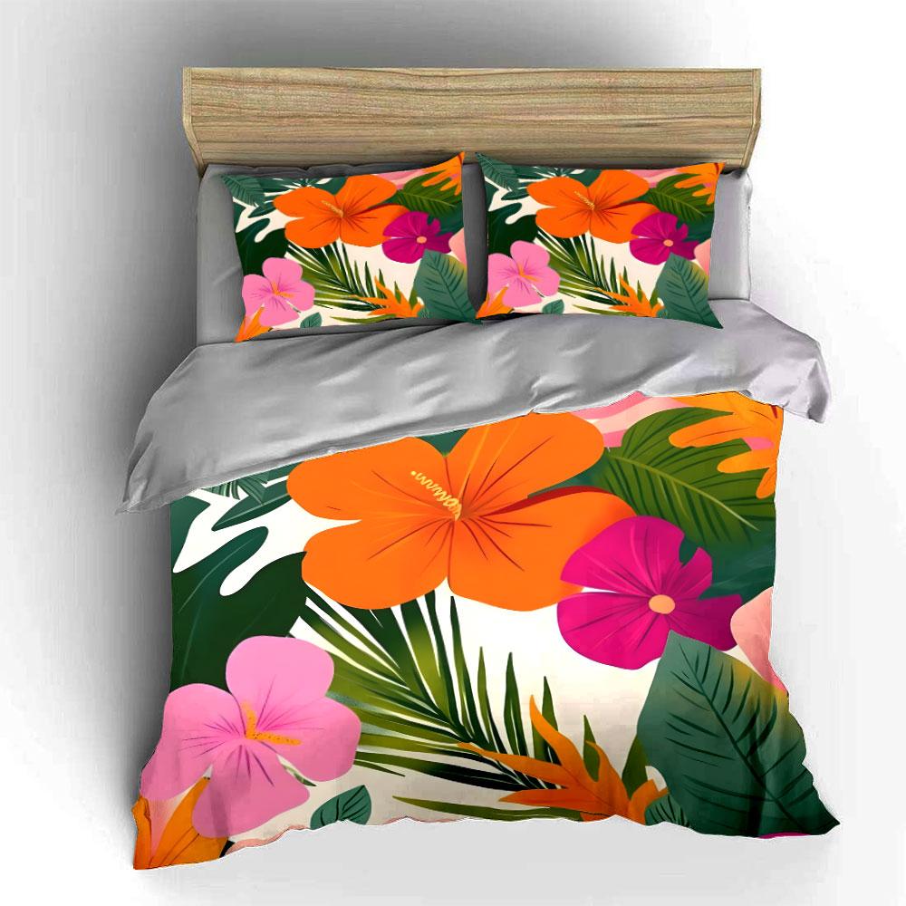 Tropical Floral Three-Piece Set Exquisite Three-Piece Bedding Set Gift For Kids And Adults