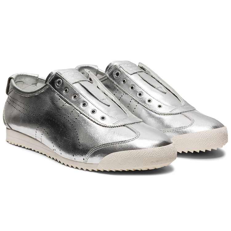 ONITSUKA TIGER Mexico 66 Sd Slip-On Comfortable Liquid Silver Non-Slip Wear-Resistant Low-Top Casual Shoes Unisex Sneaker 1183A603-020