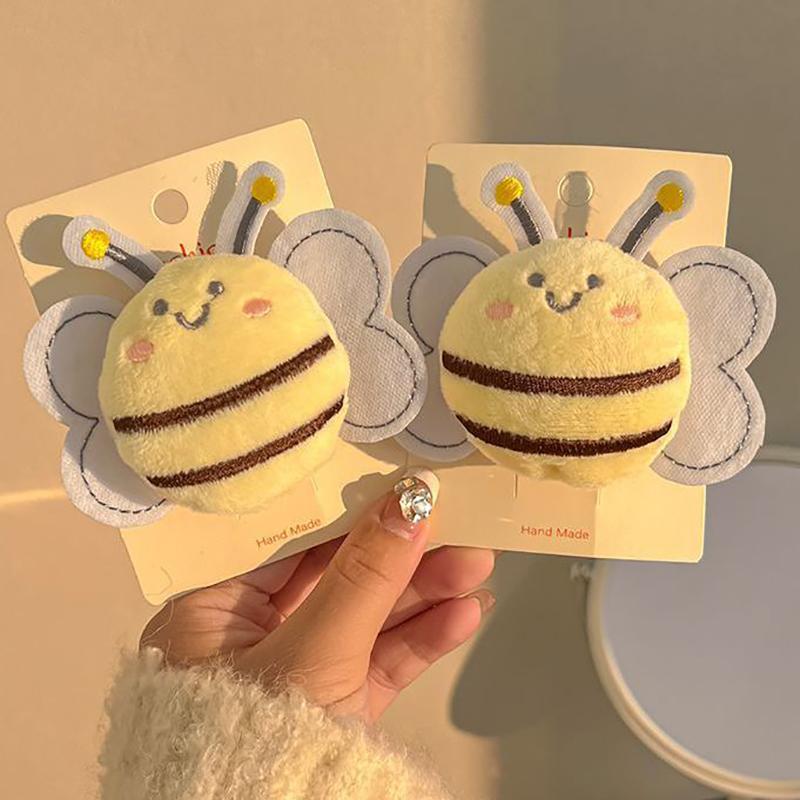 Plush Fabric Bee Hairpin Forehead Side Fringe Clip Cute Cotton Duck Beak Clip Fascinator Autumn And Winter