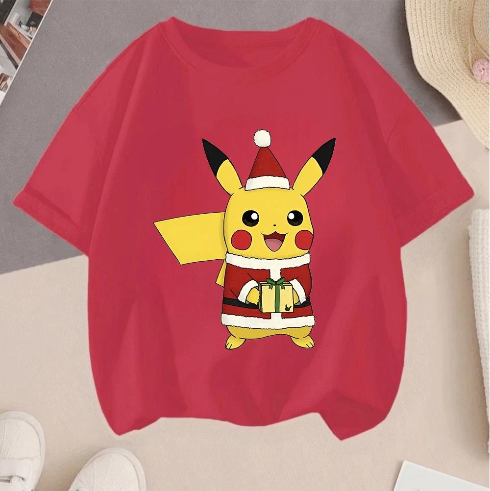 2026 Summer Pikachu 2D Cartoon Print Short Sleeve Tops Teen Casual Fashion Tees Hot Sale