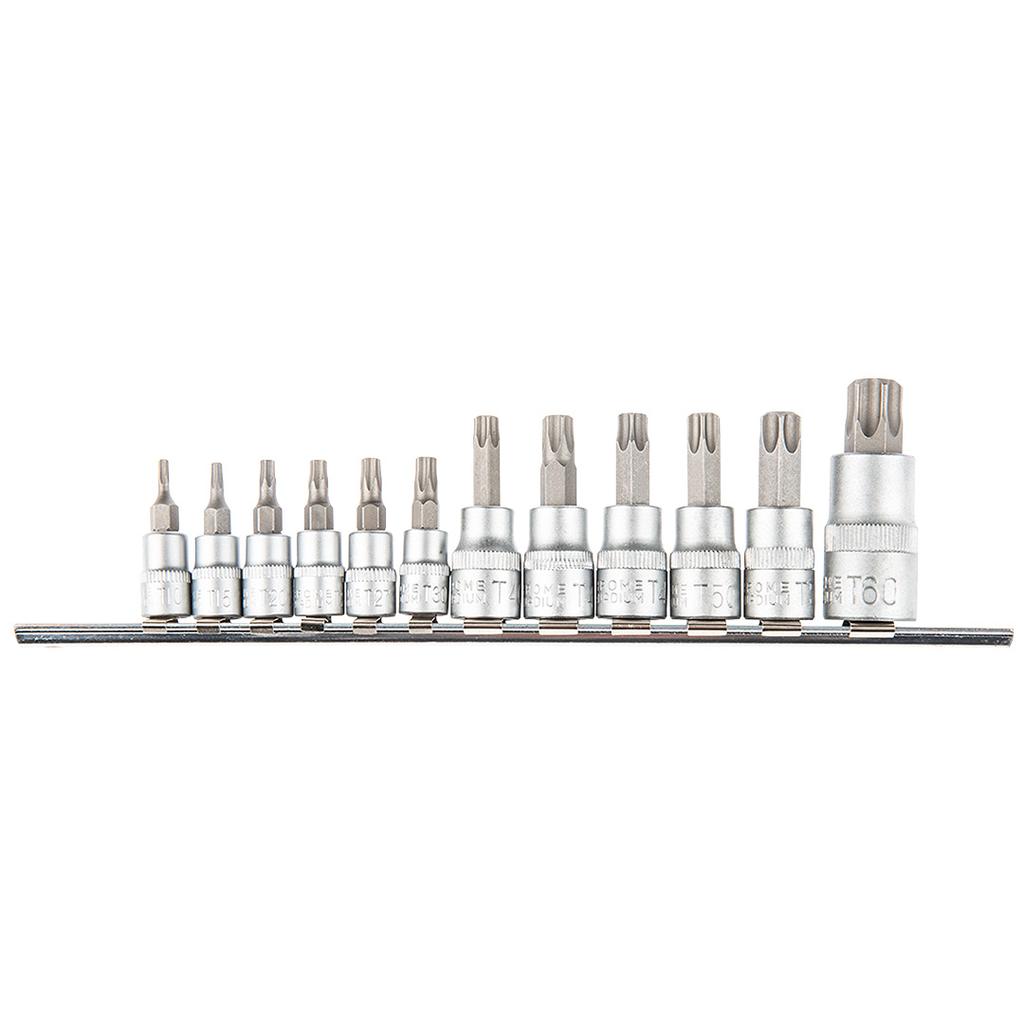 Torx bits with socket 1/4, 3/8, 1/2", set of 12