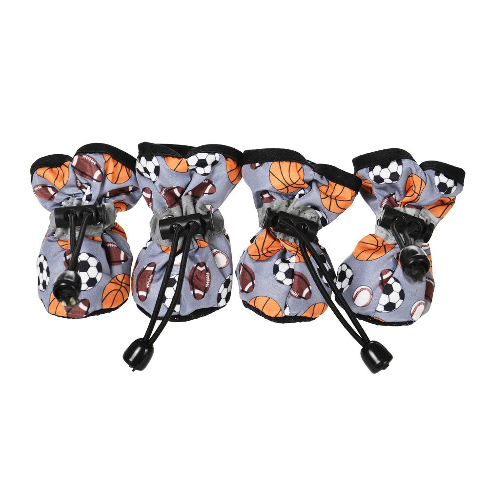

4pcs/set Printed Pet Dog Shoes Anti-slip Reflective Footwear Spring Puppy Dog Pet Booties for Small Cats Dog Pet Paw Accessories L серый