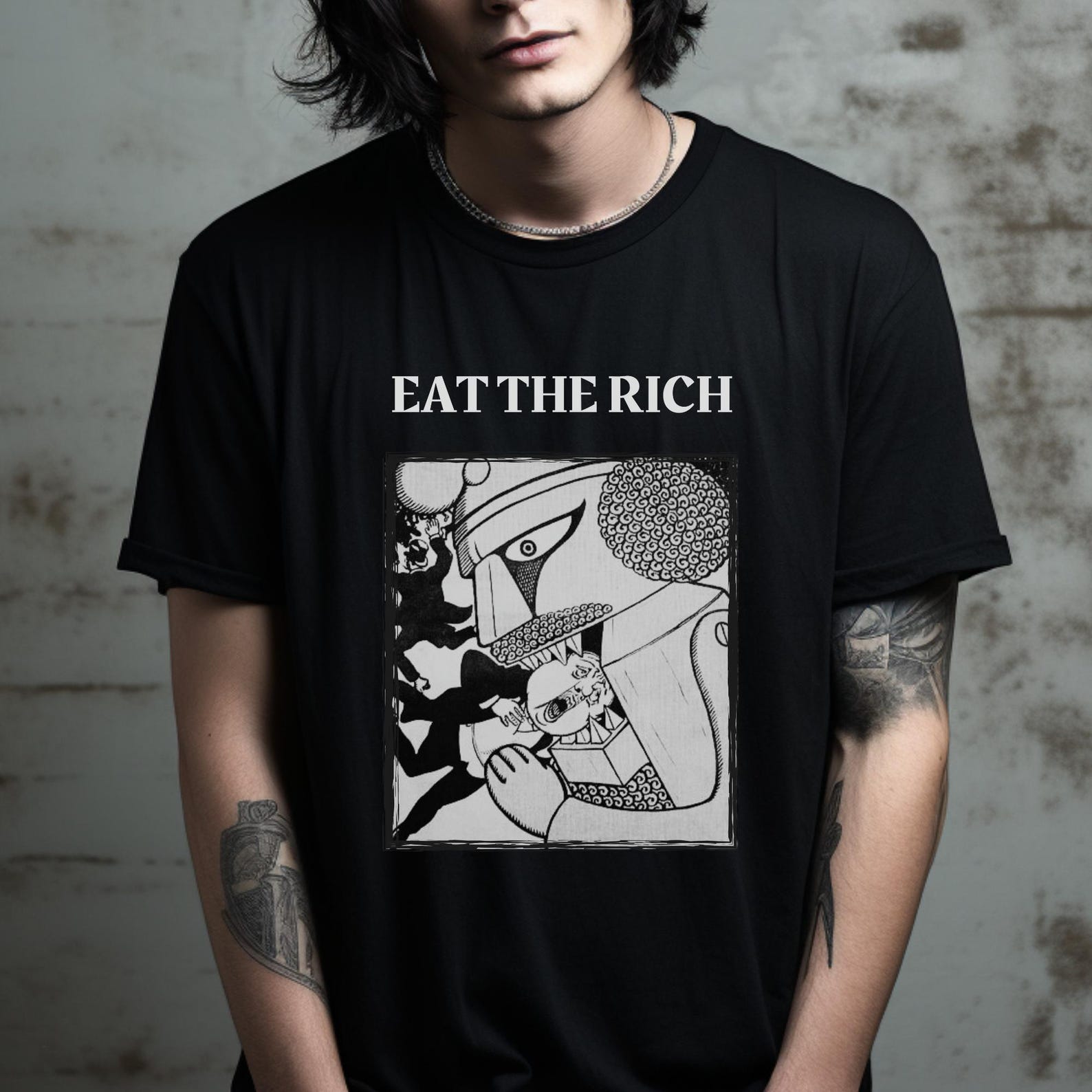 Eat the Rich Shirt, Anarchist Anti-Capitalist Tee, Unisex Bella Canvas XL