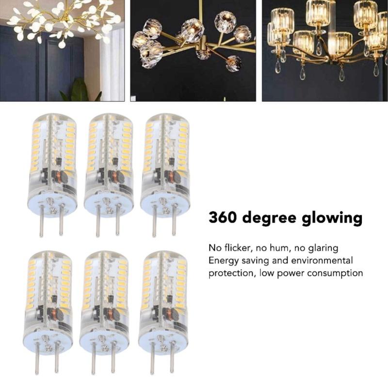 6Pcs GY6.35 LED Bulbs 5W AC 12V Warm White 2700 To 3000K White 6000 To 6500K 500LM 72LED Light Bulbs For Home Office Warm White