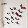 Indoor Halloween Decorations 12Pcs Bats Wall Decals, 3D Bat Stickers for Home Decor, Hanging 4 Size Waterproof Black Spooky Bedroom Living Room Decor