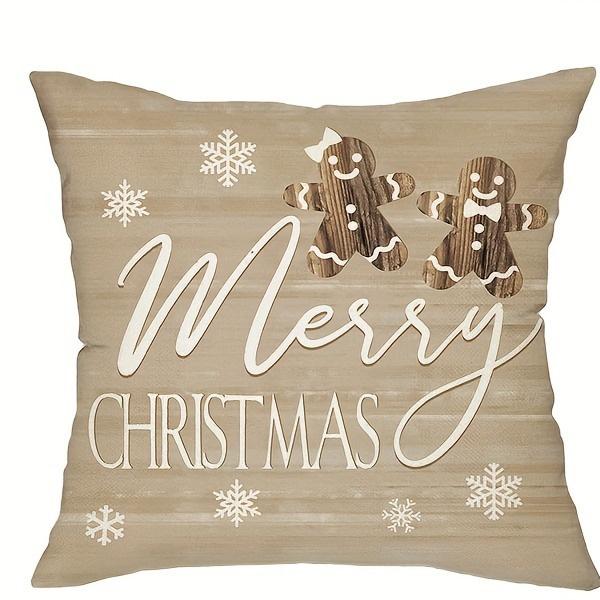 1pc/4pcs Christmas Cheer: Merry Gingerbread, Tree, Sleigh & Jingle All The Way Pillow Covers Sofa Cushion Cover Home Decoration