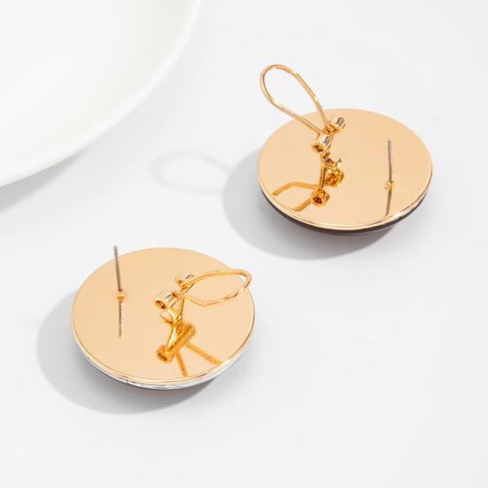 1 Pair Stud Large Round Earrings with Earrings for Women Amber Resin Matte