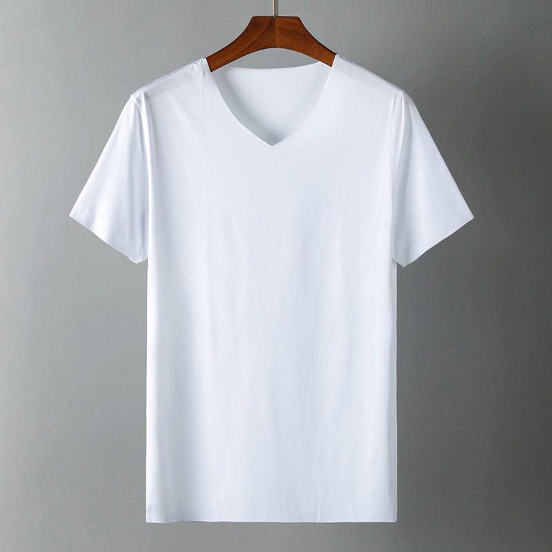 NanRenShuai Men s Ice Silk V-neck Antibacterial T-shirt 2XL