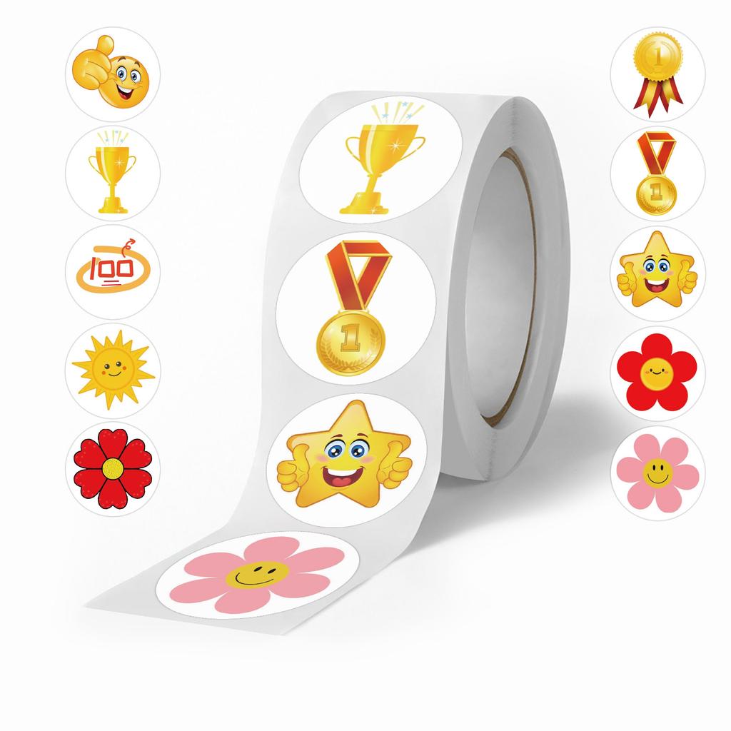 500 Stickers/roll Cartoon Children's Reward Roll Stickers Reward Stickers Creative Handbook Rolls Personalized Tape