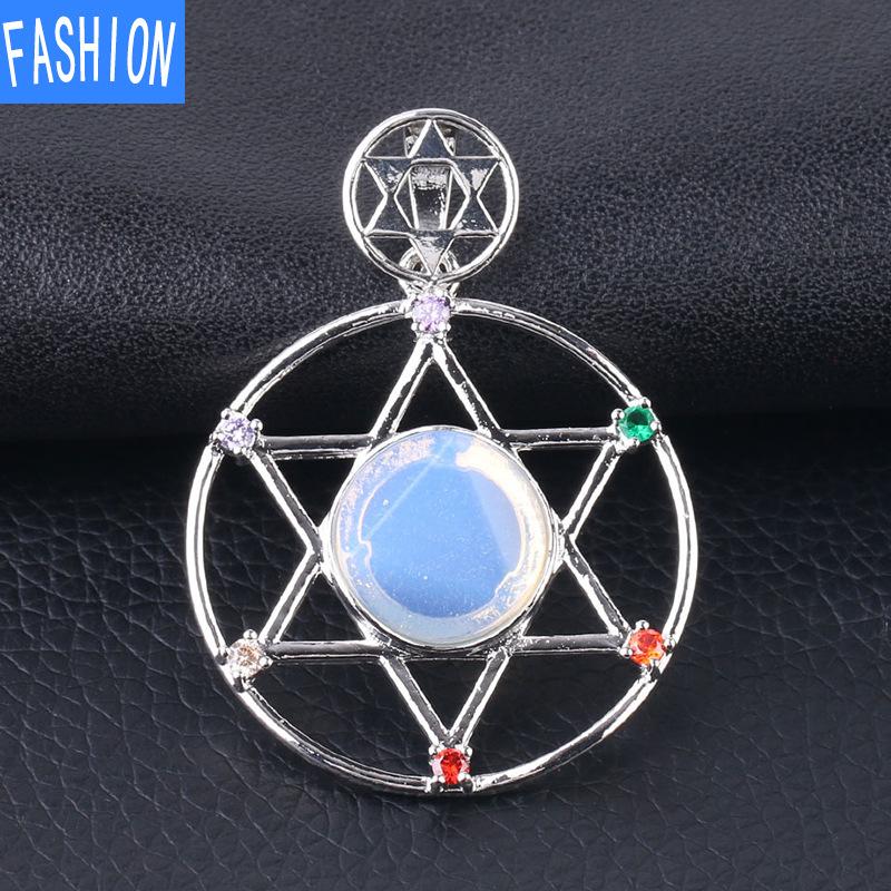 Yönlü Kristal Taş David'in Yıldızı David'in Kalkanı Altı Sivri Yıldız Çift Katmanlı Elmas Kolye Kolye Erkekler Ve Kadınlar Için