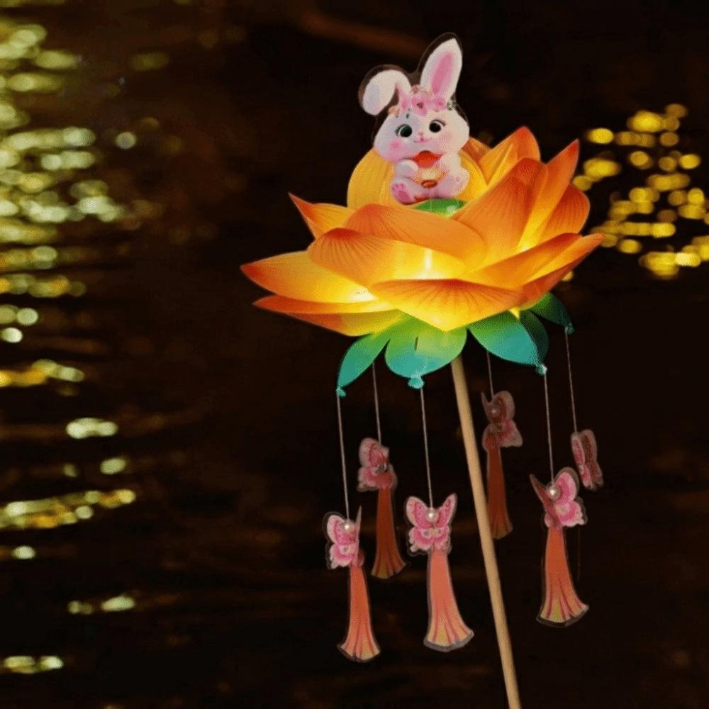 Luminous Mid-Autumn Festival Lantern Handmade Handheld Light Lotus Lantern Holiday Party Style B