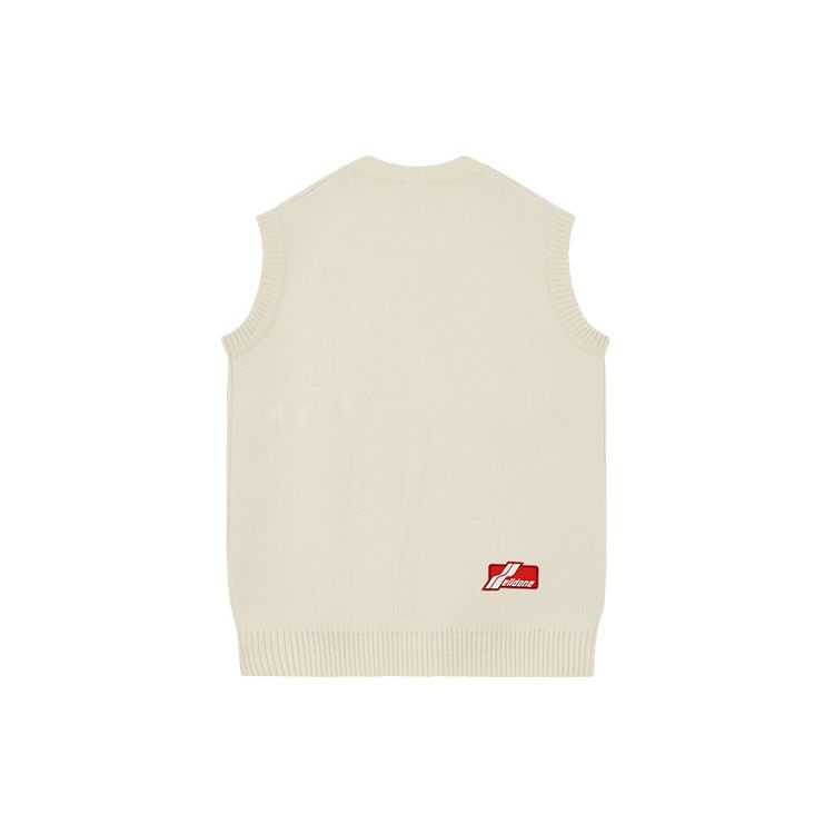 We11done Ss22 Logo Jacquard V-Neck Knitted Vest Unisex vests Off-White WD-KV1-22-648-U-IV