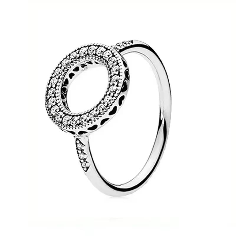 925 Sterling Silver Classic Dazzling Crown Round Hearts Ring Exquisite Women's Light Luxury Charm Ring Jewelry Gift