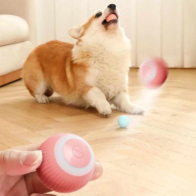Elektrikli Yavru Köpek Topu Oyuncağı Otomatik Yuvarlanan Top Kendiliğinden Hareket Eden Yavru Köpek Oyuncağı Yuvarlanan Top Evcil Hayvan Aksesuarları Evcil Hayvan Oyuncak Malzemeleri