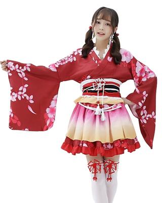 [JIURUN] Conjunto de Fantasia, Cosplay, Yukata, Estilo Japonês, Minissaia, Quimono, Roupas Japonesas, Peça Única, Lolita, Manga Comprida, Cosplay Lolita Gótica,