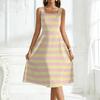 Ladies' square neck striped sleeveless large swing dress