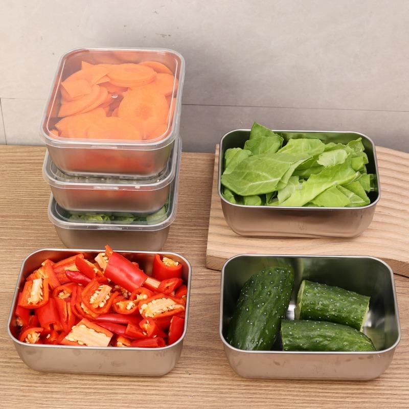 1-6Pcs Stainless Steel Food Storage Container Fresh-keeping Boxes for Outdoor Picnics Refrigerator Storage and Kitchen Tidying