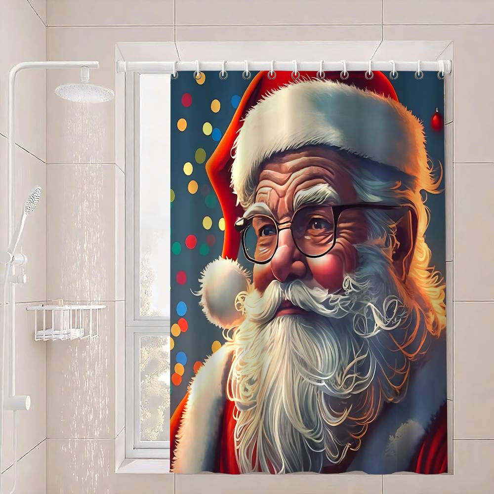 

Рождественский Дед Мороз Занавеска для душа Летний Пляж Ванная комната Декоративная Занавеска для душа, Водонепроницаемая 90x180 cm