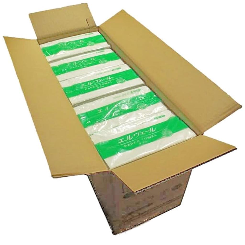 Ellevere Elvere Paper Towel Eco Double Medium Size 200 Pairs X 30 Bags White [Case Sold] (400 Sheets)