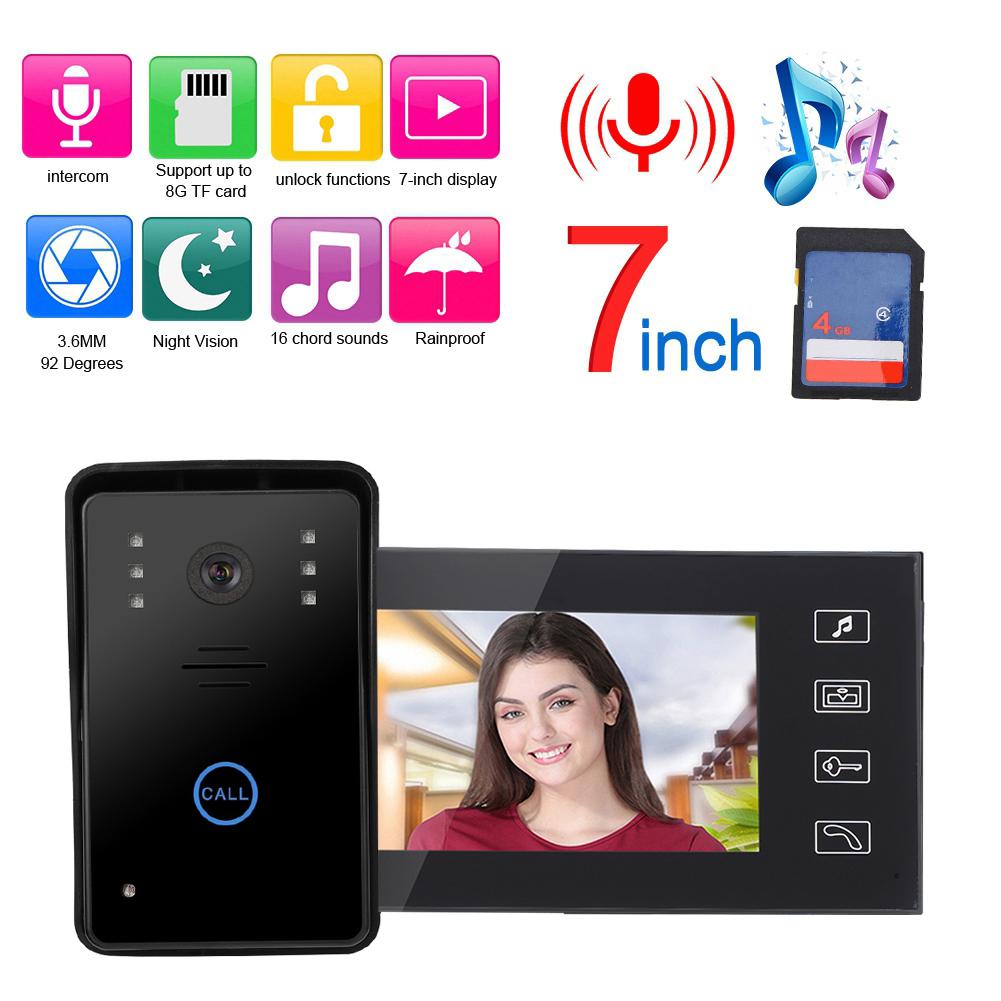 7in TFT Video Photo Camera Doorbell Home Security Intercom Access System