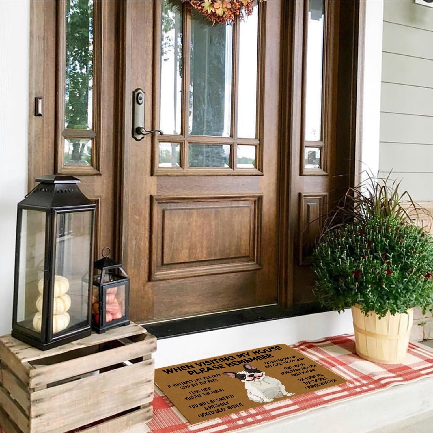 

Дверной коврик Jackey&Smith При посещении моего дома, пожалуйста, помните - Приветственные коврики с французским бульдогом для входной двери, для помещений и улицы, Дверные коврики, Нескользящий коврик, Фетр