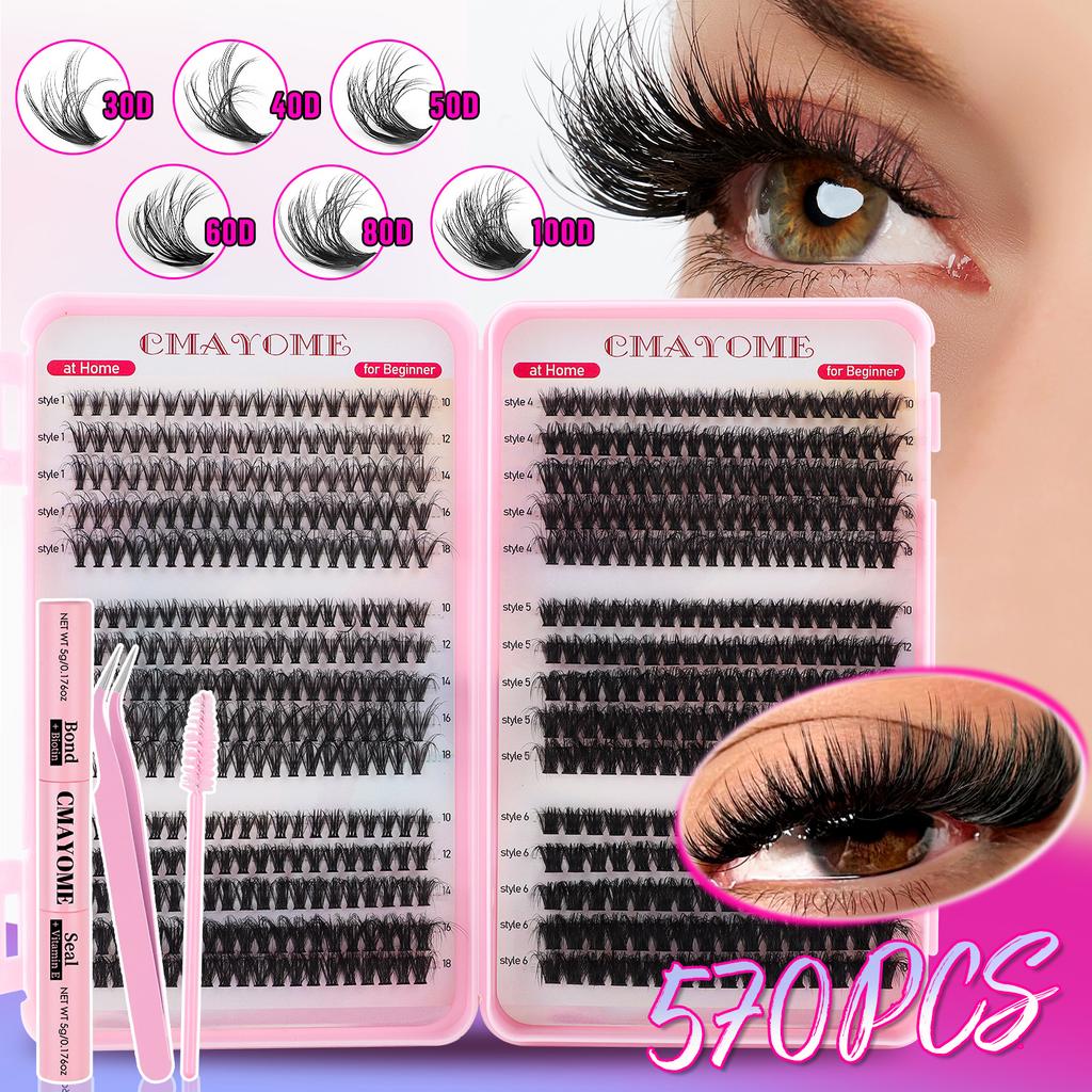 570 Tufts Of D-Curve Single Tufts Of False Eyelashes 10-18Mmdiy Segmented Grafting To Extend Natural Dense Hair