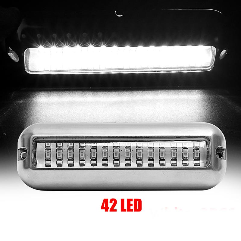 2Pcs 42 LED Waterproof Marine Boat LED Light Stainless Steel Underwater Pontoon Transom Lamp Yacht Cabin Deck Tail Lights