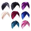 Pleated Muslim Hat Head Wrap Velvet Double Layer Chemo Caps Bright Color Headwear Women