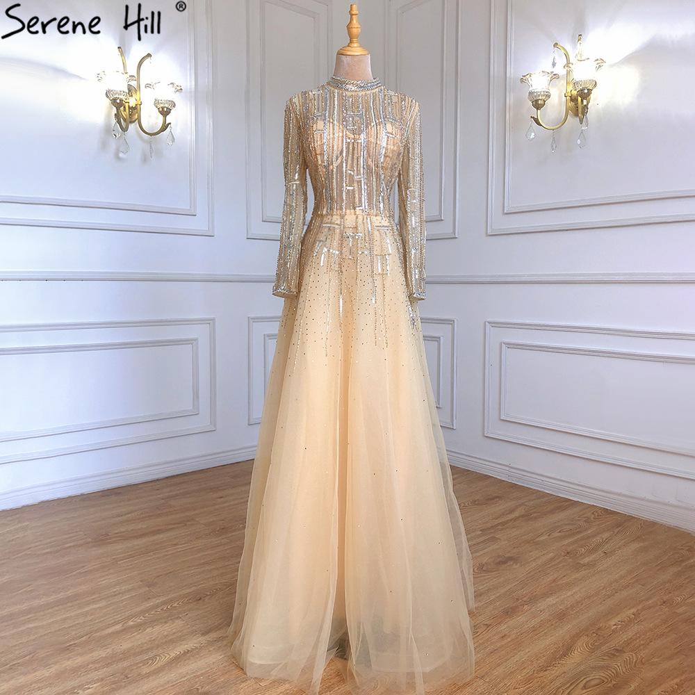 High-end evening dress female slim noble gradual change red long dress temperament celebrity banquet host long sleeve LA10111