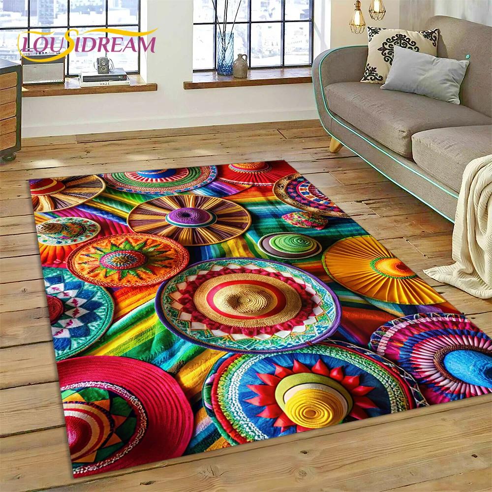 Tappeto Mandala Trama Floreale Colorata VIKAMA, Tappeto Antiscivolo per Soggiorno, Camera da Letto, Divano, Decorazione Casa, Zerbino