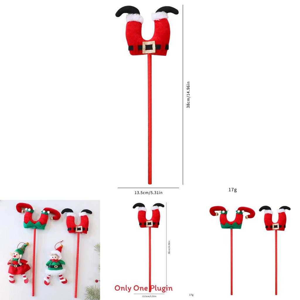 Christmas Elf Leg Santa Claus Plush Figurine With Cartoon Style For Seasonal Tree Decor