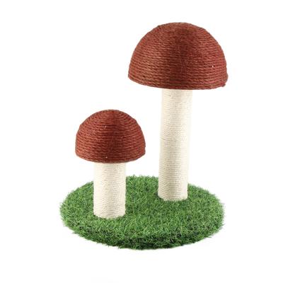 Cat Scratch Post Tower Carpet Pole Large Wear Resistant Toy Brown Mushroom and Lawn