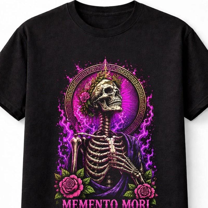MeUnisexto Mori Skeleton Gothic Rose Dark Fantasy Graphic Unisex TShirt S