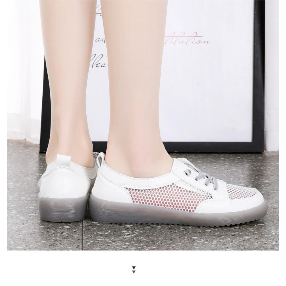 Prodyšné síťované sportovní dámské boty s plochou podrážkou na jaro a léto