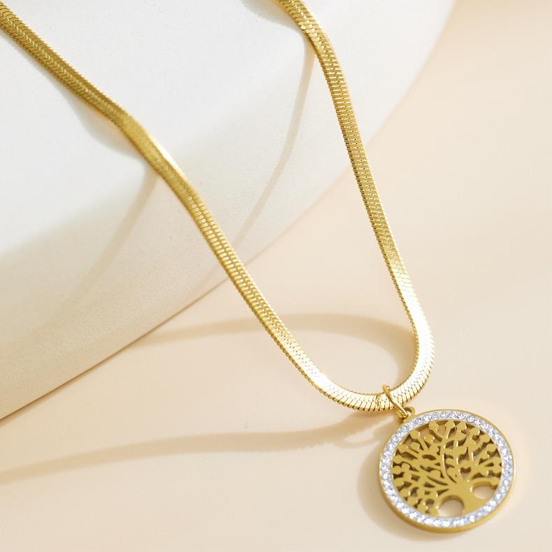 

Популярное ожерелье для женщин, универсальное ожерелье из змеиной кости в виде древа жизни золотой