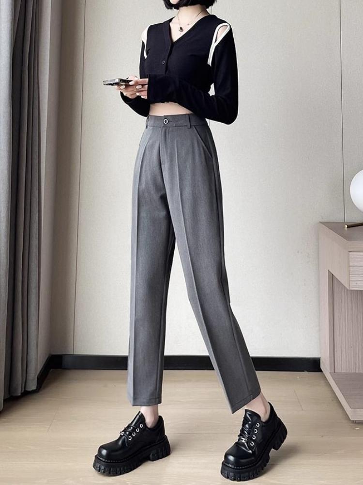 Spring Autumn Black Elegant Suit Haren Pants Women Fashion Elastic High Waist Casual Trousers Woman Korean Style Solid Office Lady Slim Pants