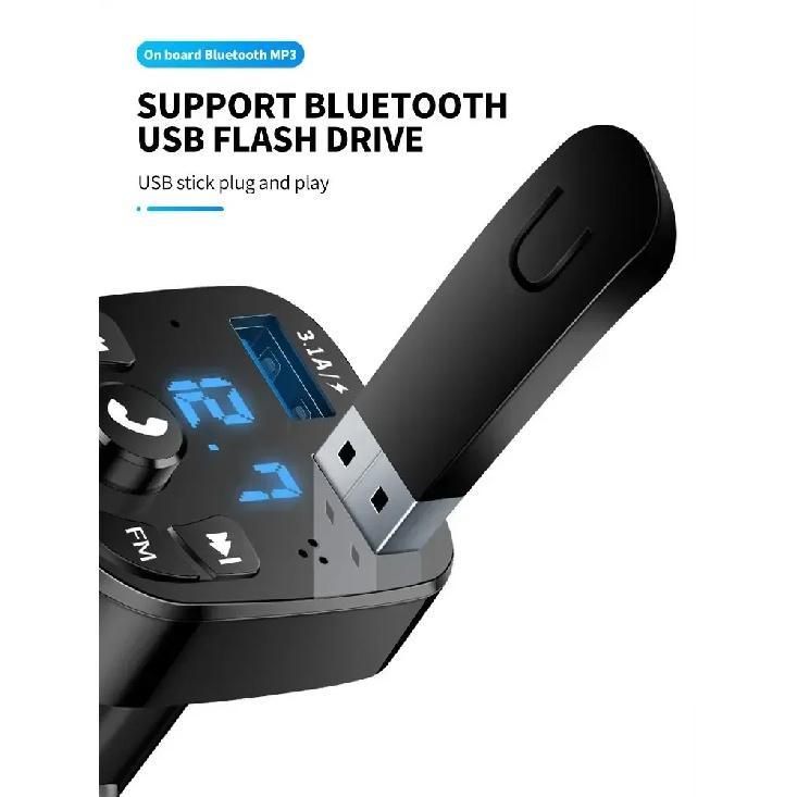 Car Bluetooth 5.0 FM Transmitter, Dual USB Fast Charger MP3 Player Wireless FM Receiver Car Kit Support USB Flash Drive
