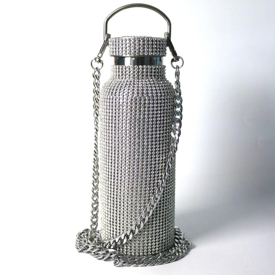 Botella de Agua Aislada de Acero Inoxidable de Doble Capa con Pedrería