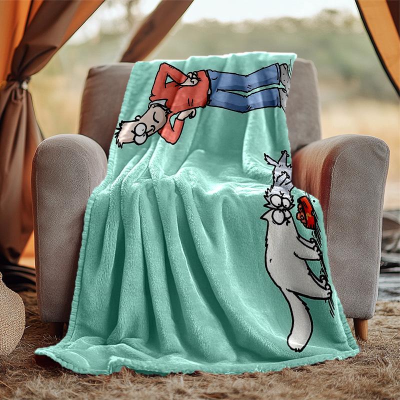 Simon'S Cat Flannel Blanket Soft Warm All-Season Throw, Design for Camping, Car Travel, Hiking Sofa, Bed, Office Perfect Gift for Parties