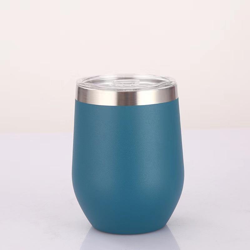 12OZ Stainless Steel Eggshell Cup Double Wall Insulated Vacuum Drinking Cup with Lids U-shaped Coffee Mug Thermal Cup for Coffee
