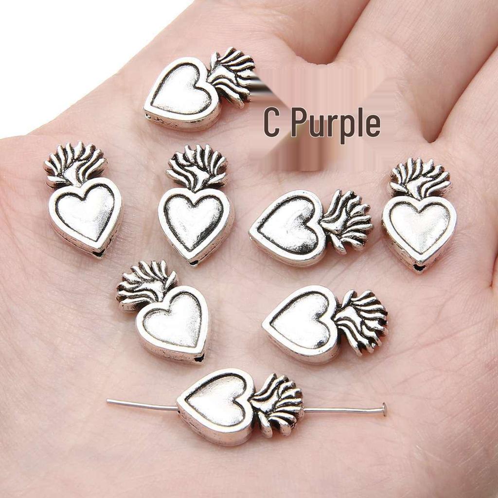 Handmade Cross-Border Alloy Heart Pendant Spacer Beads for DIY Necklace & Bracelet Jewelry