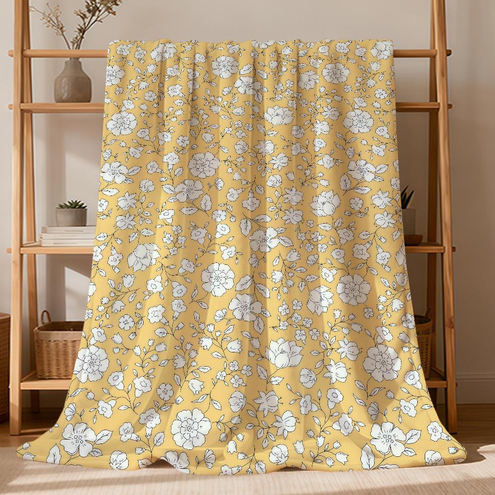 Yellow Floral Cute Fashion Pattern Flannel Soft Warm Plush Blanket For Sofa Living Room Pet Hogar Bedroom Gift Home Car Portable