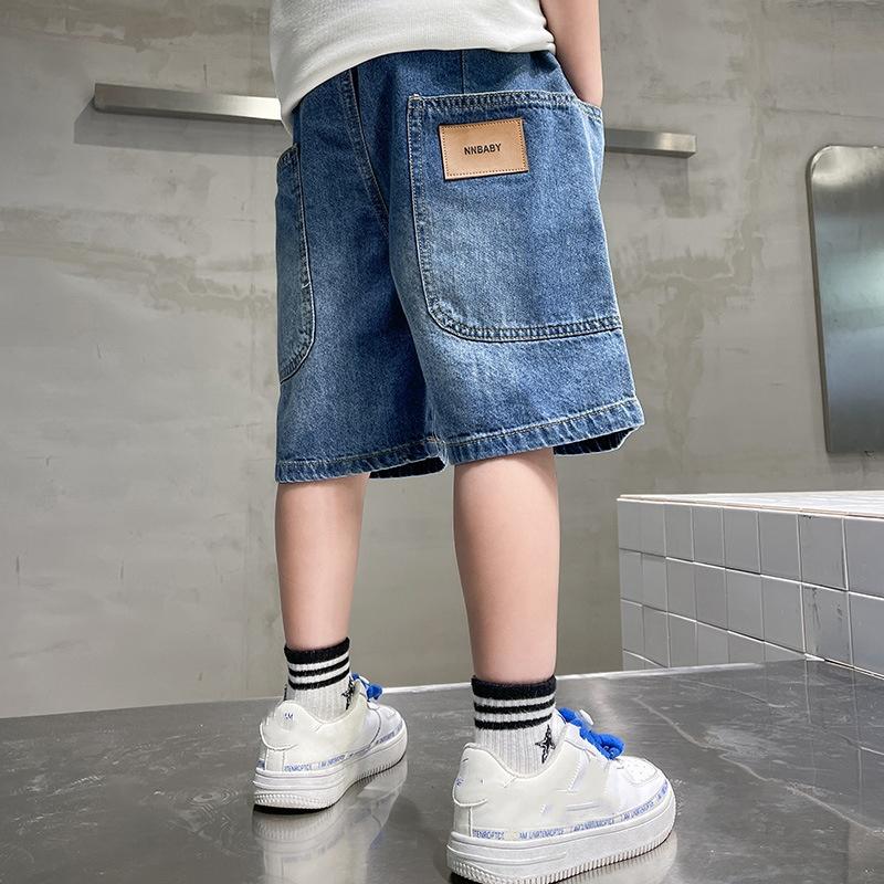 Summer Kids Shorts Young Boys Loose Denim Pants Children Straight Washed Jeans Shorts